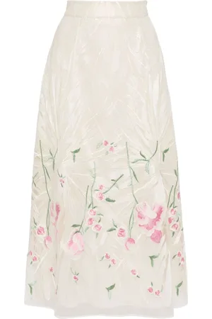 Elie saab Floral-embroidered tulle skirt