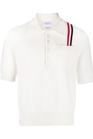 Thom Browne RWB stripe knitted polo shirt