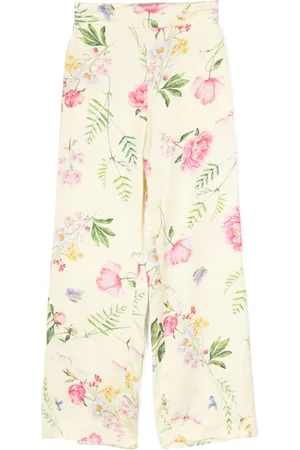 MONNALISA Floral-print wide-leg trousers
