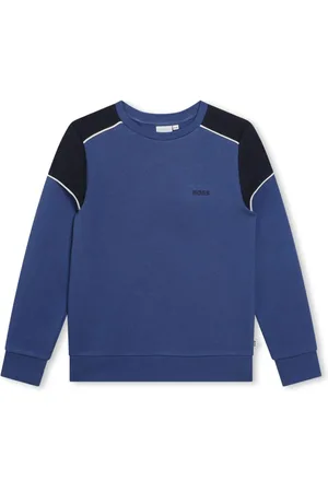 HUGO BOSS Panelled logo-print cotton sweatshirt
