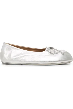 Marsèll distressed-effect leather ballerina shoes - White