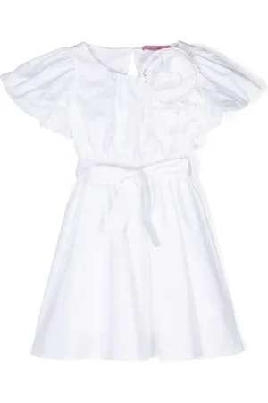 MISS BLUMARINE Floral-appliqué belted dress