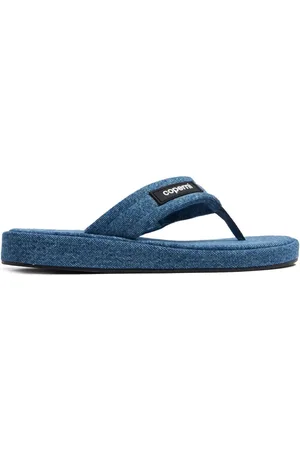 COPERNI Logo-appliqué denim flip-flops