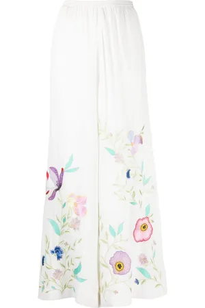 FORTE FORTE Flower-embroidery high-waist palazzo pants