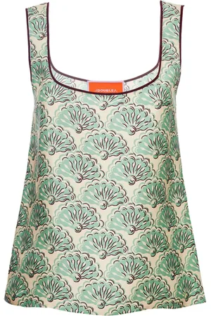 La DoubleJ Twirl graphic-print silk top