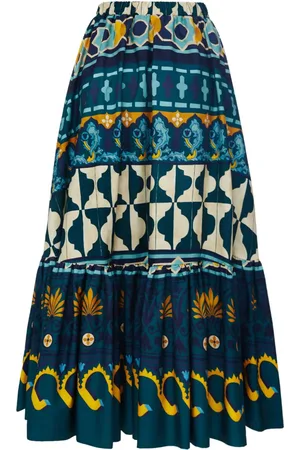 La DoubleJ Sunset Casareale-print cotton skirt