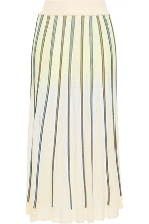 FORTE FORTE Striped pointelle-knit skirt
