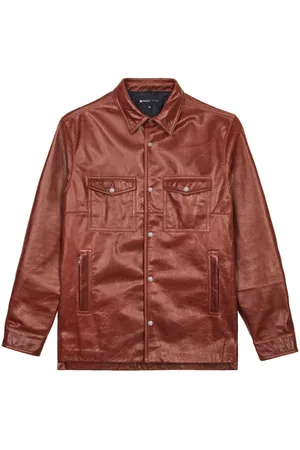 Purple Brand Press-stud leather shirt jacket