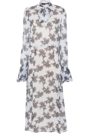 ROTATE Floral-print plissé maxi dress