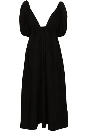 Ganni V-neck poplin midi dress