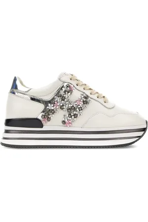 Hogan Midi floral-embellished platform sneakers