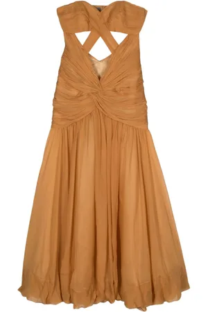 Alberta Ferretti Strapless plissé maxi dress