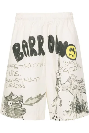 BARROW Graphic-print poplin shorts