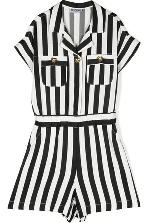 Moschino Striped notched-collar playsuit