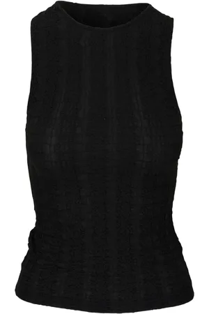 Vince Sleeveless crinkled-finish tank top
