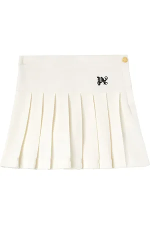 Palm Angels Monogram-embroidered pleated miniskirt