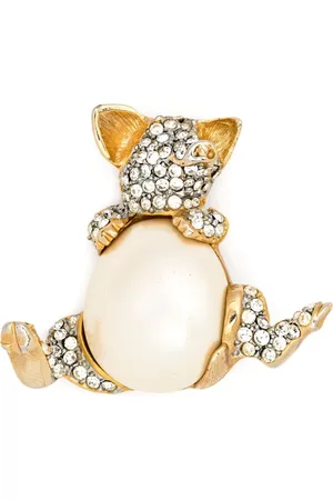 Kenneth Jay Lane Teddy bear pearl-embellished brooch