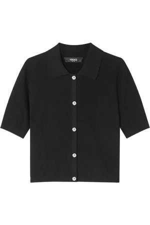 VERSACE Floral-jacquard silk-cotton top
