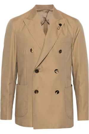 LARDINI Brooch-detail double-breasted blazer
