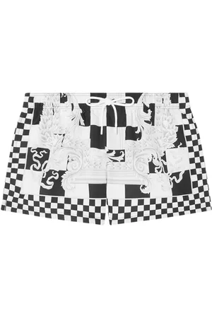 VERSACE Barocco-motif checkerboard-print swim shorts