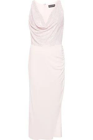 DAVID KOMA Rhinestone-embellished ruched gown