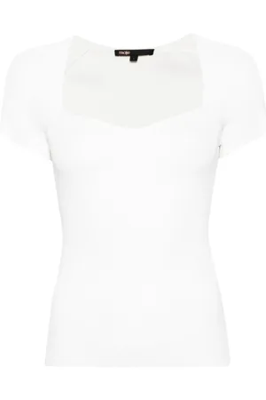 Maje Sweetheart-neck ribbed-knit top