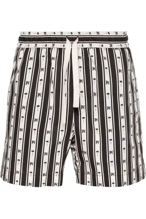 Palm Angels Monogram-print striped shorts