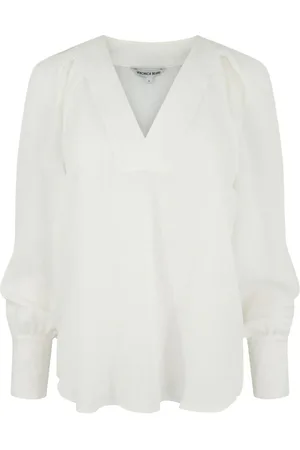 VERONICA BEARD Osler pleat-shoulder v-neck top
