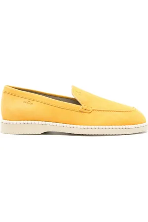 Hogan logo-debossed suede loafers - Yellow