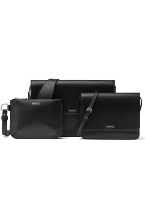 VERSACE Logo-appliqué leather shoulder bag