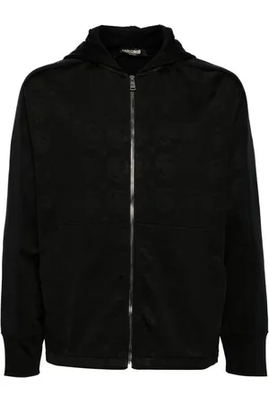 Roberto Cavalli Logo-jacquard zip-front hoodie
