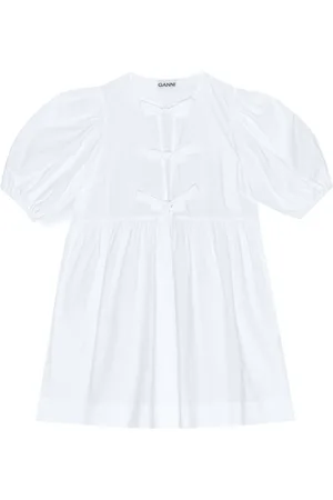 Ganni Cotton Poplin Tie String Mini Dress