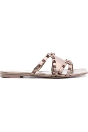 VALENTINO GARAVANI Rockstud metallic leather slides
