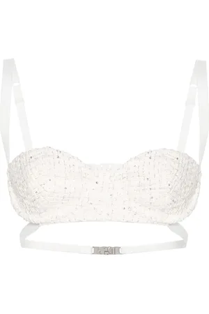 GCDS Sequin-embellishment tweed bralette