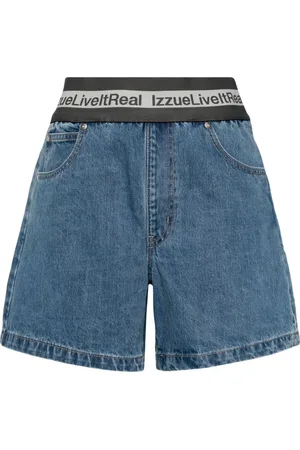 Izzue Logo-waistband denim shorts