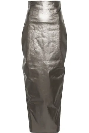 Rick Owens Dirt Pillar coated-denim skirt