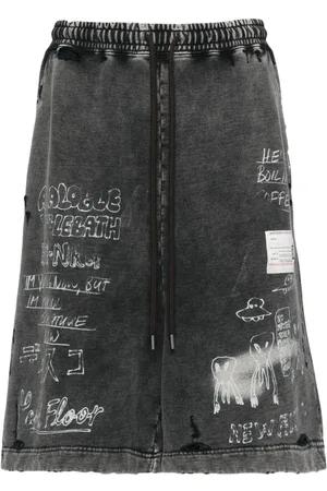 Maison Mihara Yasuhiro Graphic-print cotton shorts