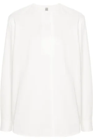 Totême Collarless twill blouse