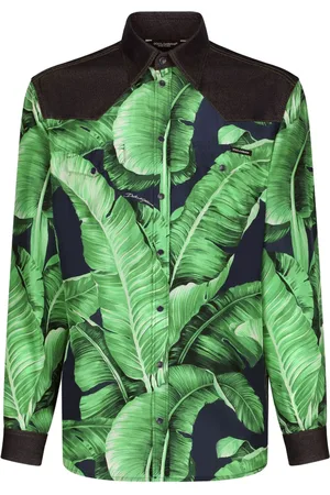 Dolce & Gabbana Panelled leaf-print shirt