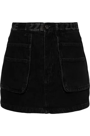 Izzue Logo-waistband denim mini shorts
