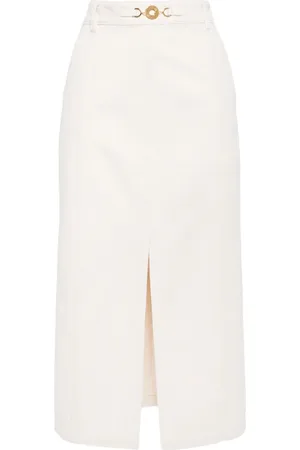 Patou Slit-detail denim midi skirt