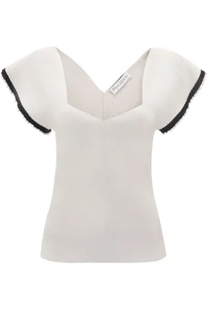 J.W.Anderson Frilled ribbed-knit top