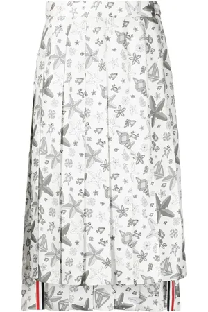 Thom Browne Sea-print pleated skirt