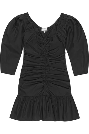 Ganni Gathered U-neck minidress