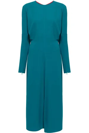 Victoria Beckham Dolman-sleeves draped midi dress