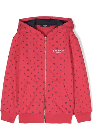 Balmain Embroidered-logo zip-up hoodie