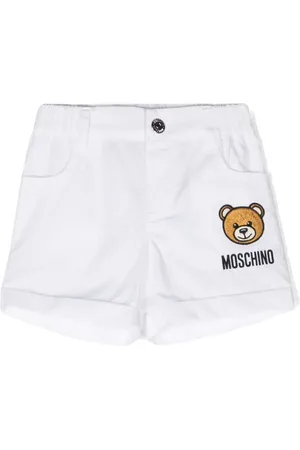 Moschino Kids Teddy Bear-patch striped shorts set - White