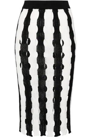 Pinko Cut-out striped midi skirt