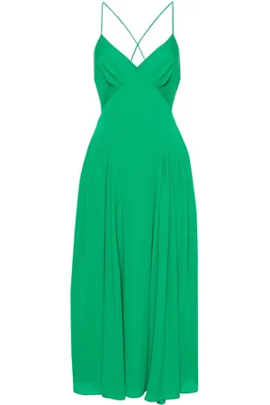 Self-Portrait Lace-up pleated maxi dress