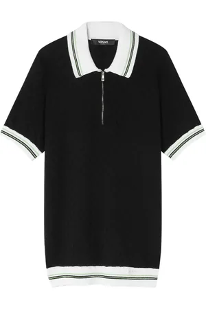 VERSACE Zip-front knit polo top